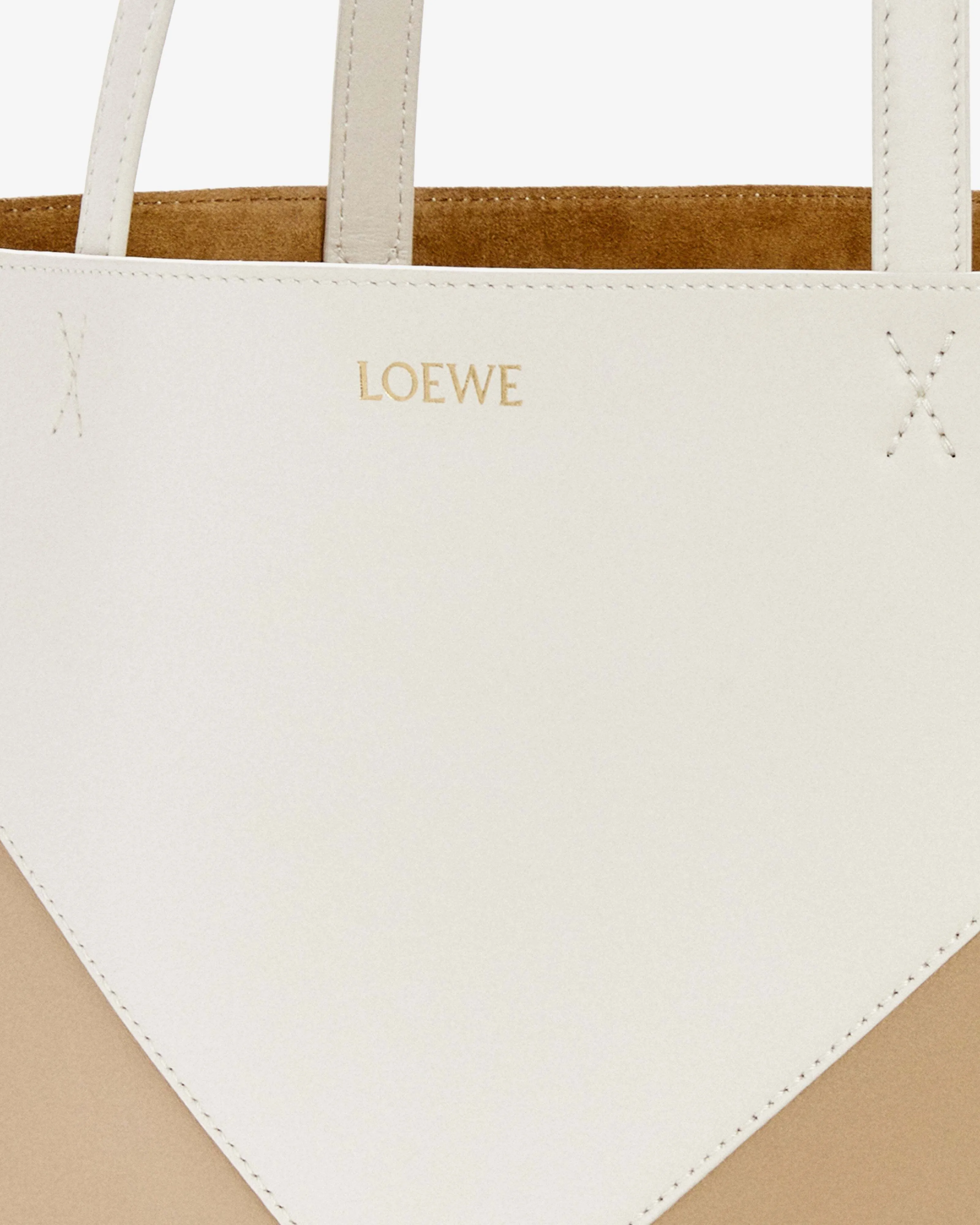 Loewe Puzzle Fold Tote Bicolour Medium  Soft White / Paper Craft