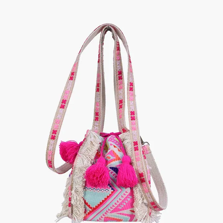 Lois Boho Multi-Print Cotton Tote w/ Fringe