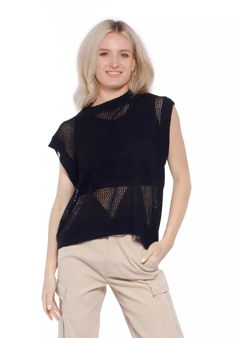 London Rag Black Knitted Sleeveless Top
