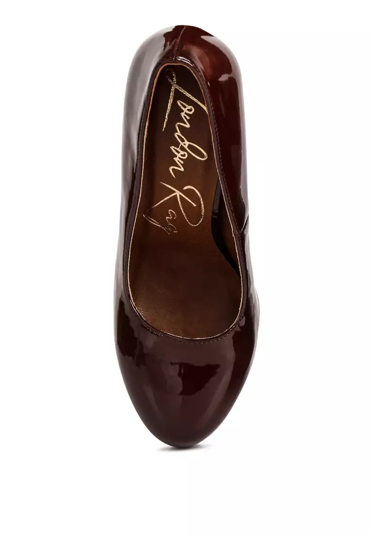 London Rag Brown Patent Faux Leather Pump Sandals