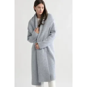 Look By M Collared Cotton Blue Long Cardigan (Women's)