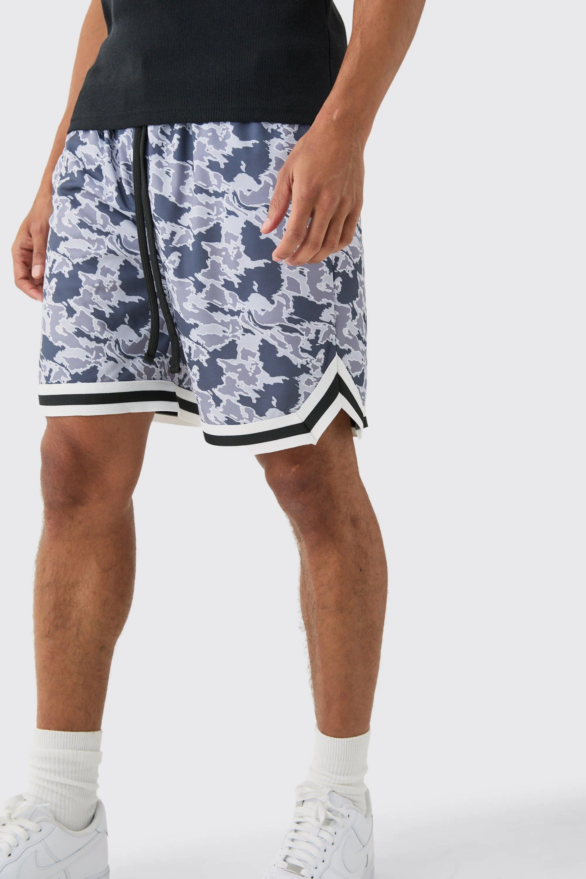 Loose Fit Mid Length Camo Mesh Basketball Short