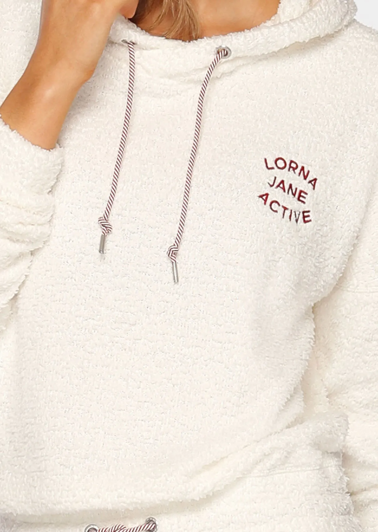 Lorna Jane Cosy Cropped Hoodie in Cream