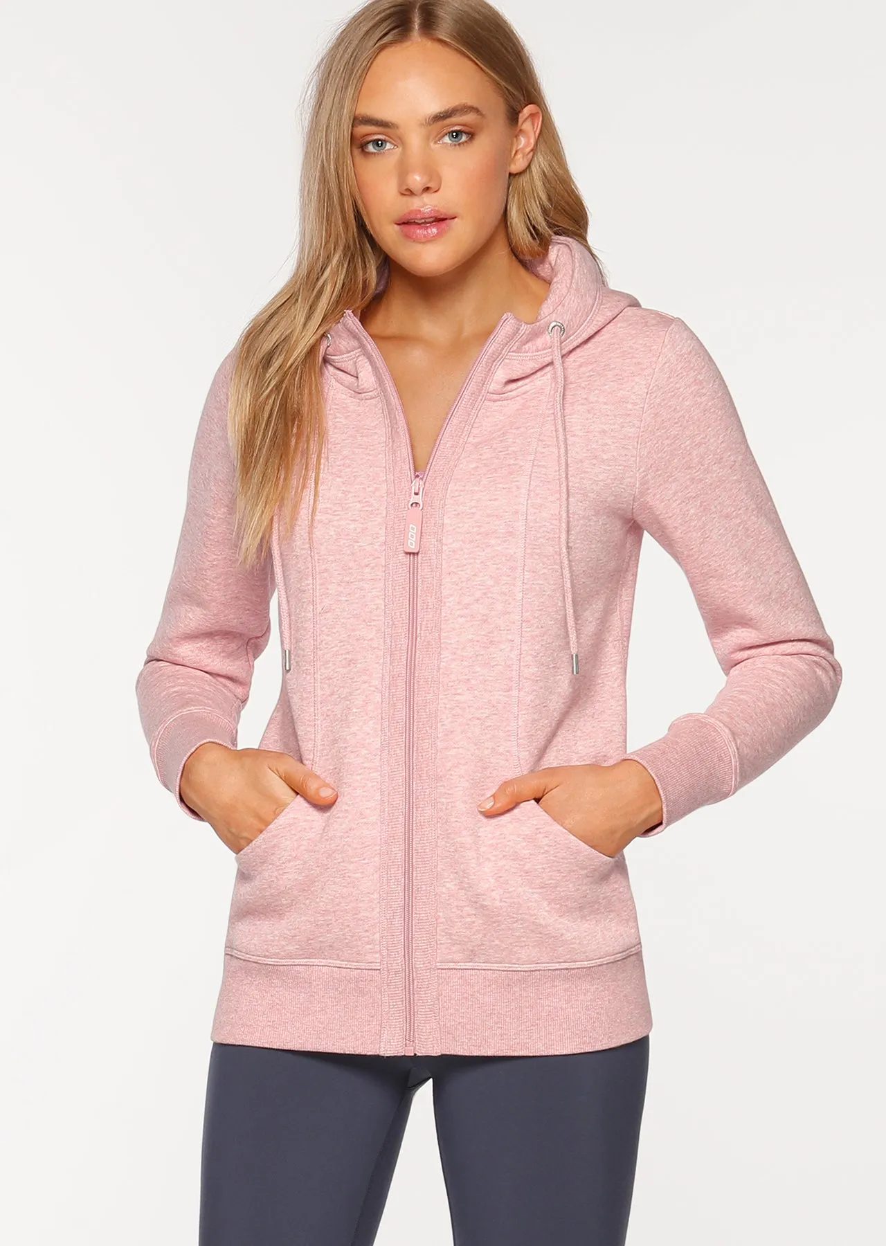 Lorna Jane LJ Active Hoodie in Dusty Rose Marl