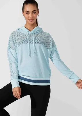 Lorna Jane Workout Mesh Cropped Hoodie in Amalfi