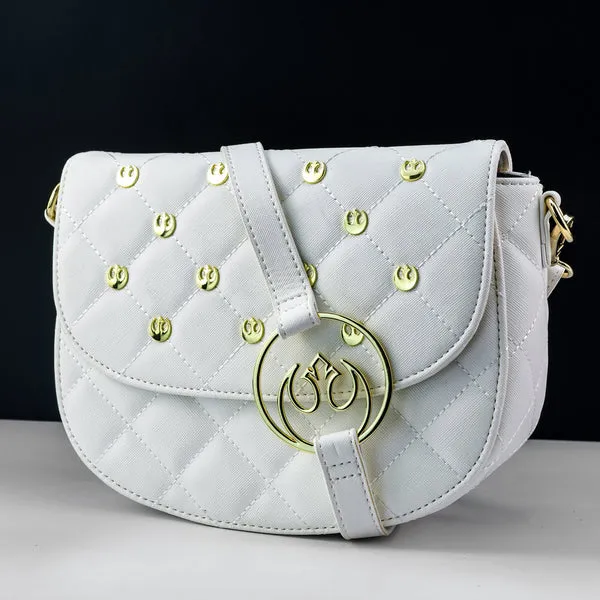 Loungefly x Star Wars White Gold Rebel Mini Saddle Crossbody Bag