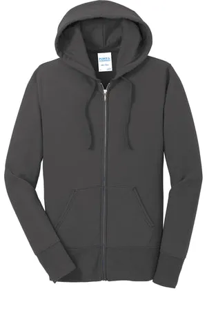 LPC78ZH Port & Company® Women's Core Fleece Full-Zip Hooded Sweatshirt.