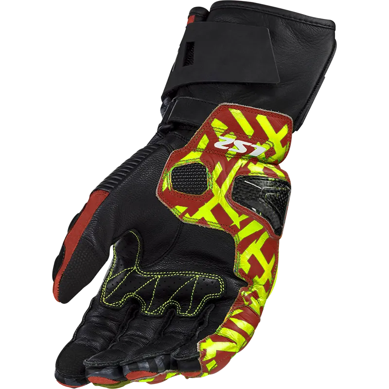 LS2 Feng Racing Gloves Red/High Visibility Yellow