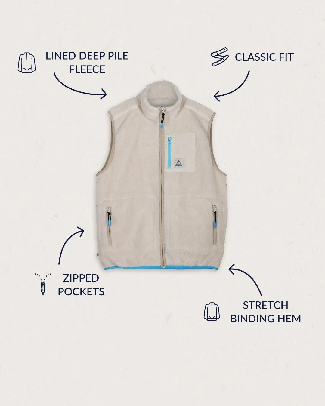 Lucian Recycled Sherpa Fleece Vest - Warm Ivory
