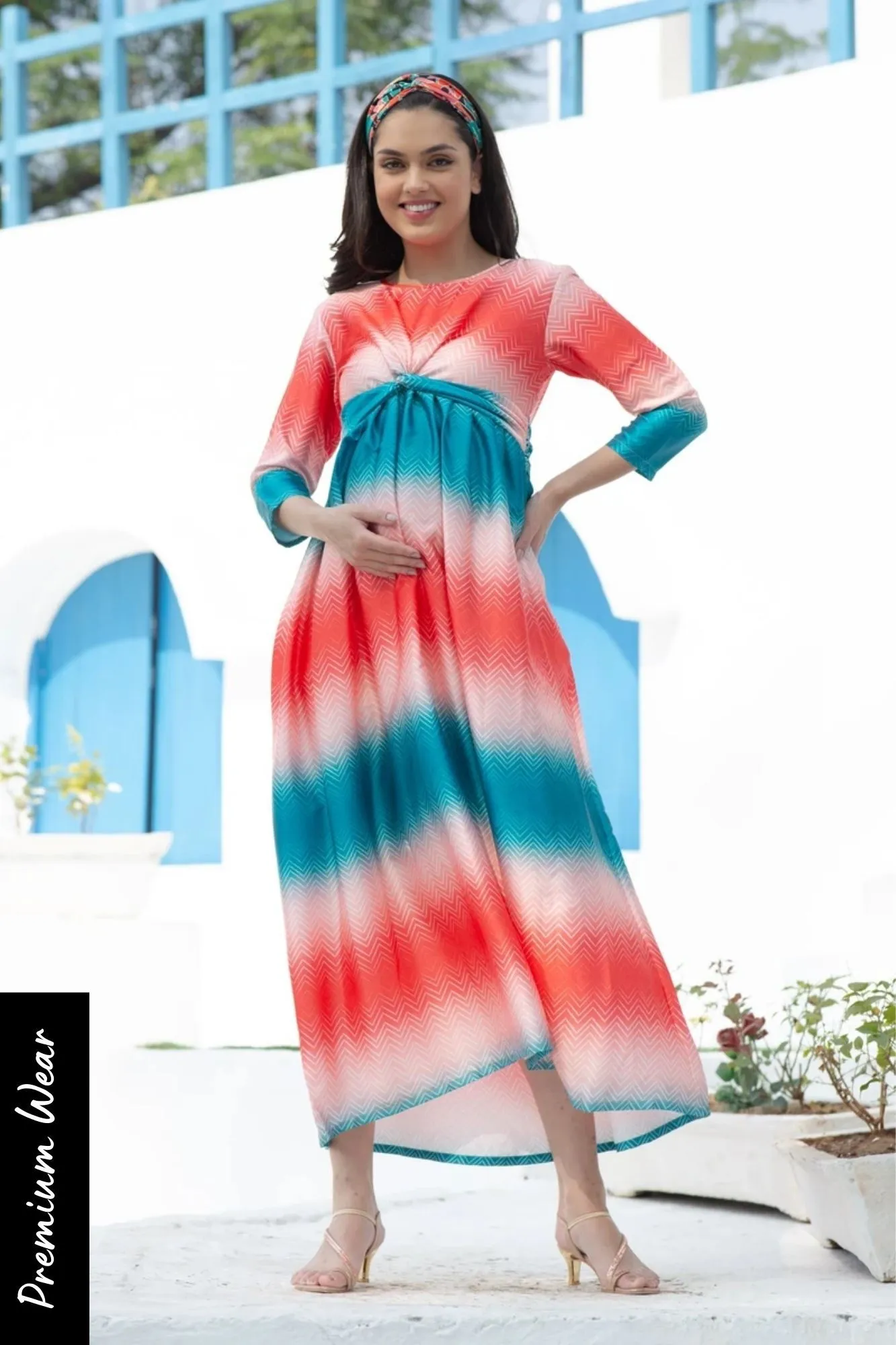 Luxe Nautical Ombre Maternity Knot Dress