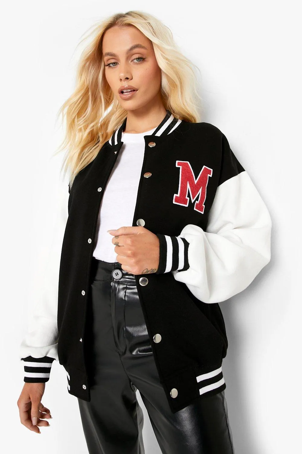 MâColor Block Varsity Bomber Jacket