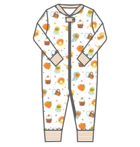 Magnolia Baby Zipped PJ Romper - Pumpkin Spice
