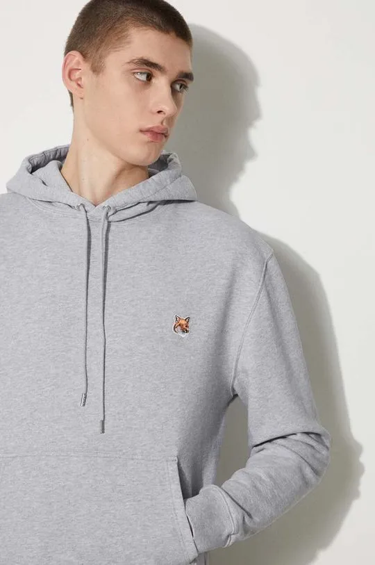 Maison Kitsuné cotton sweatshirt Fox Head Patch Regular Hoodie men's blue color hooded LM00702KM0001