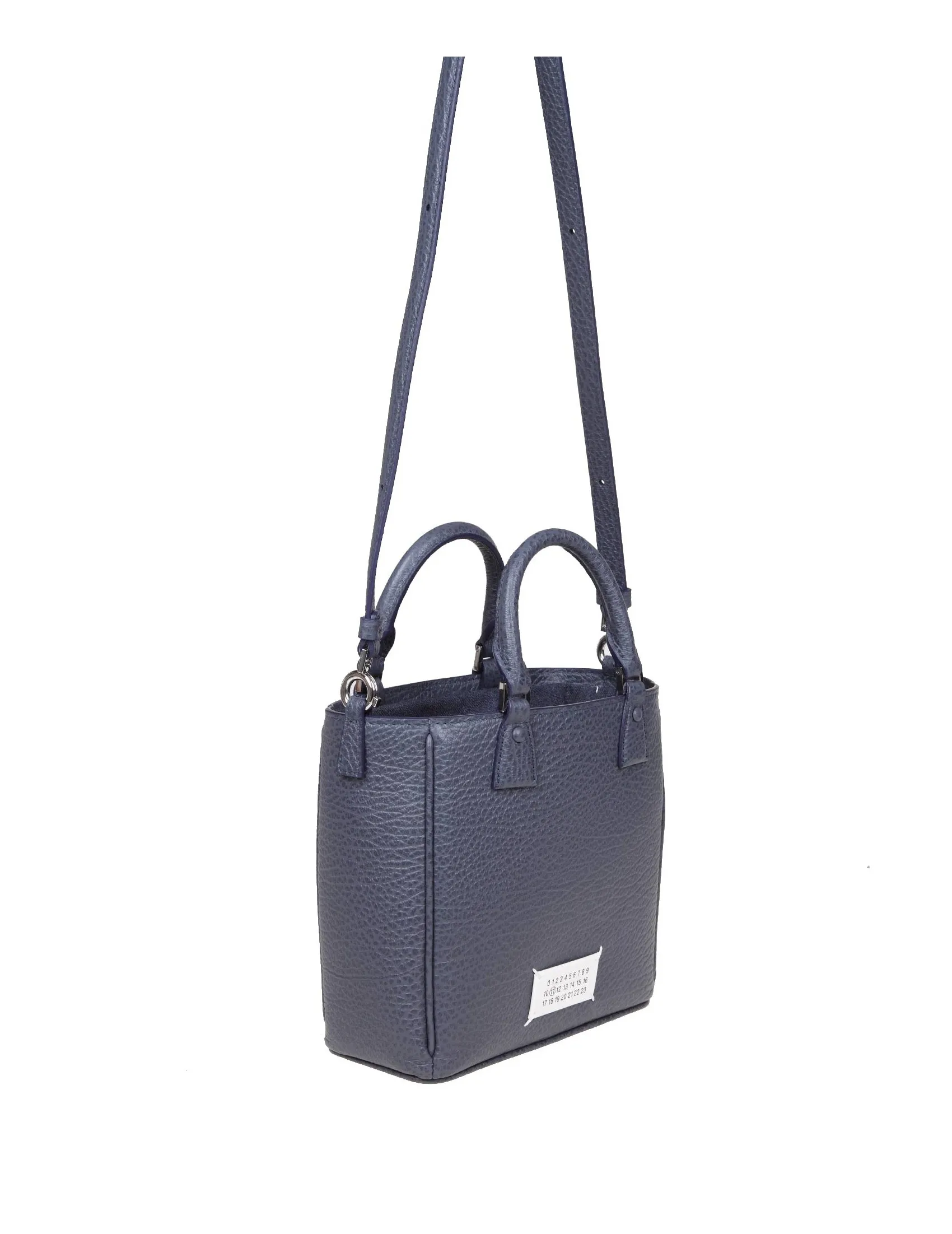 MAISON MARGIELA 5C VERTICAL TOTE BAG IN BLUE LEATHER