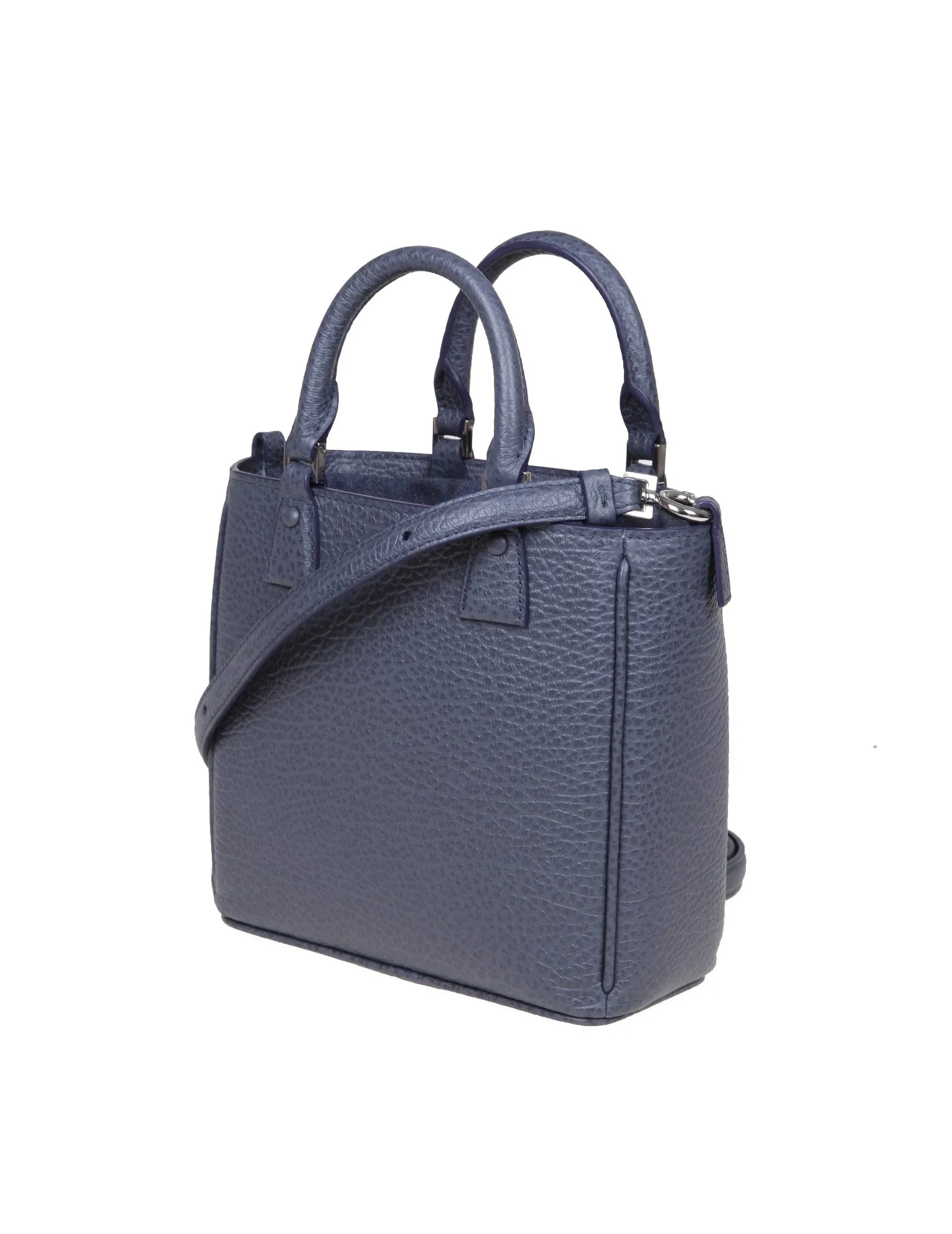 MAISON MARGIELA 5C VERTICAL TOTE BAG IN BLUE LEATHER