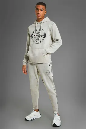 Man Active Gym Raw Edge Hoodie Tracksuit