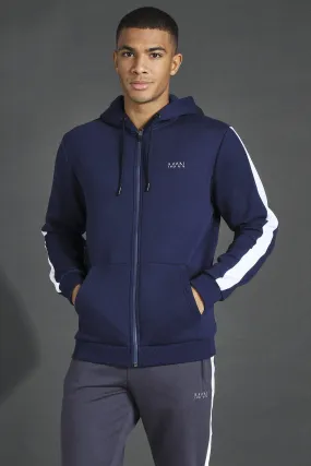 Man Active Oth Zip Through Side Stripe Hoodie | boohooMAN UK