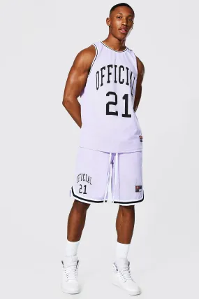 Man Official Mesh Tank Top And Basketball Short Set