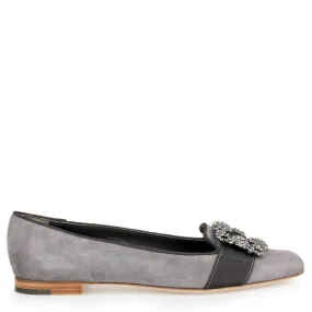 Manolo Blahnik Marria grey suede embellished slipper