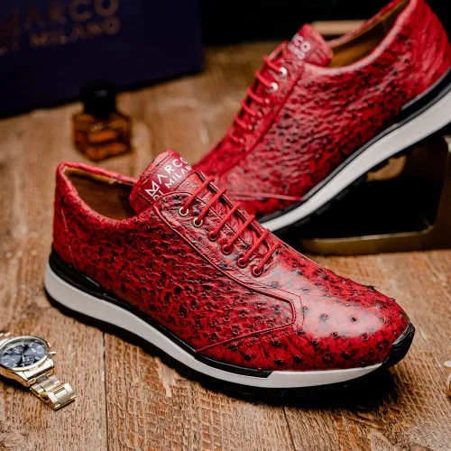 Marco Di Milano Scanno Antique Red Ostrich Fashion Sneakers