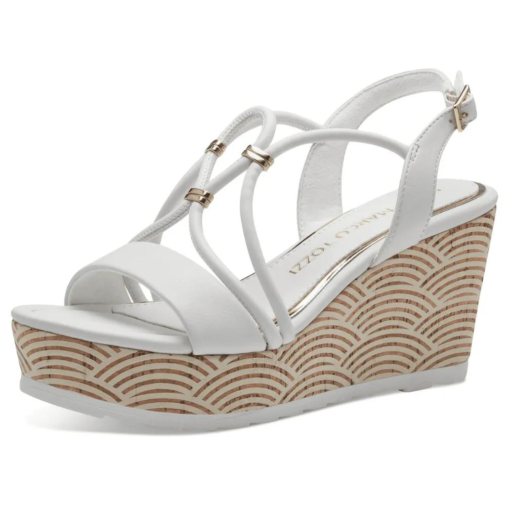 Marco Tozzi 28349 White with Gold Wedge Sandals