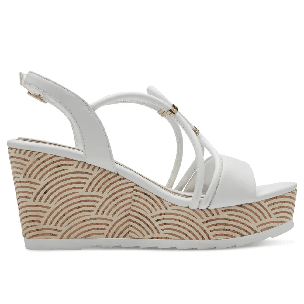 Marco Tozzi 28349 White with Gold Wedge Sandals