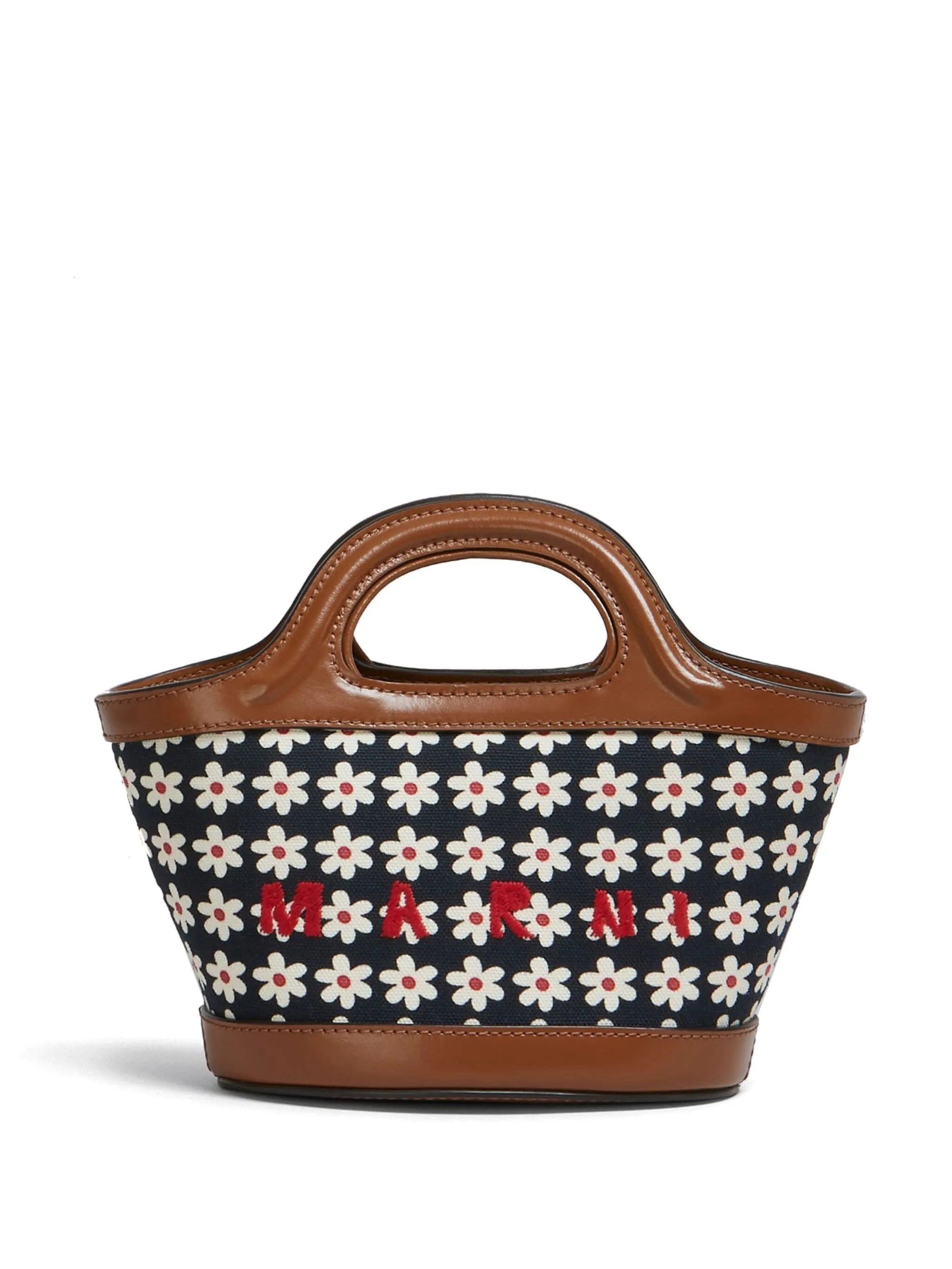 MARNI - Women Leather And Striped Canvas Micro Bag
