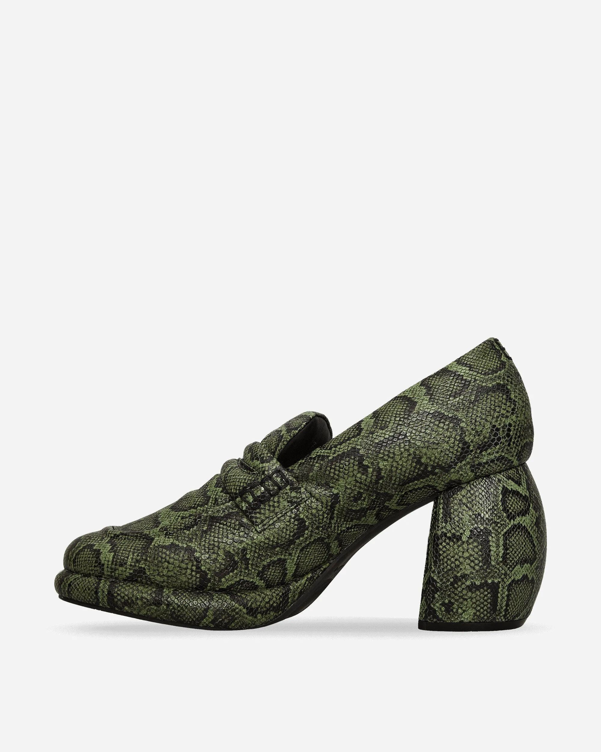 Martine Rose Leather Loafer Green Snake