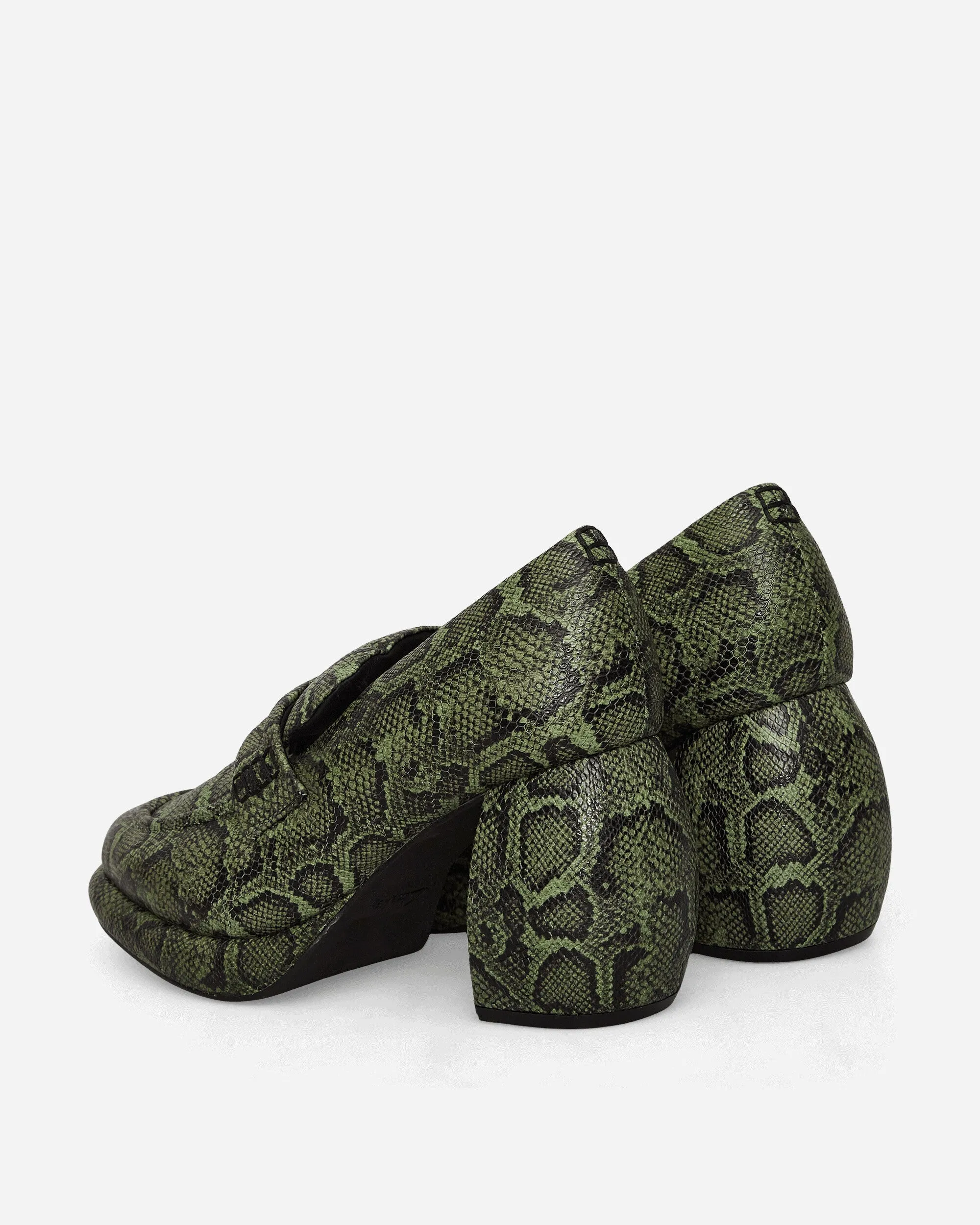 Martine Rose Leather Loafer Green Snake