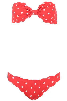 MARYSIA POLKA DOT STRETCH BANDEAU BIKINI SMALL