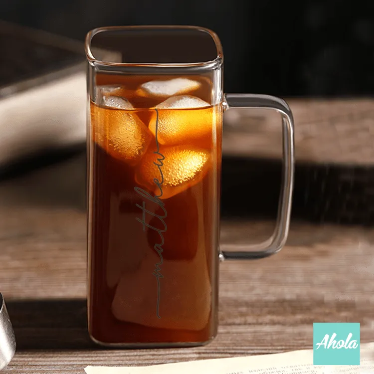 【Mason】Personalizable Clear Square Glass Mug 方形玻璃杯