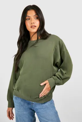 Maternity Acid Wash Seam Sweatshirt