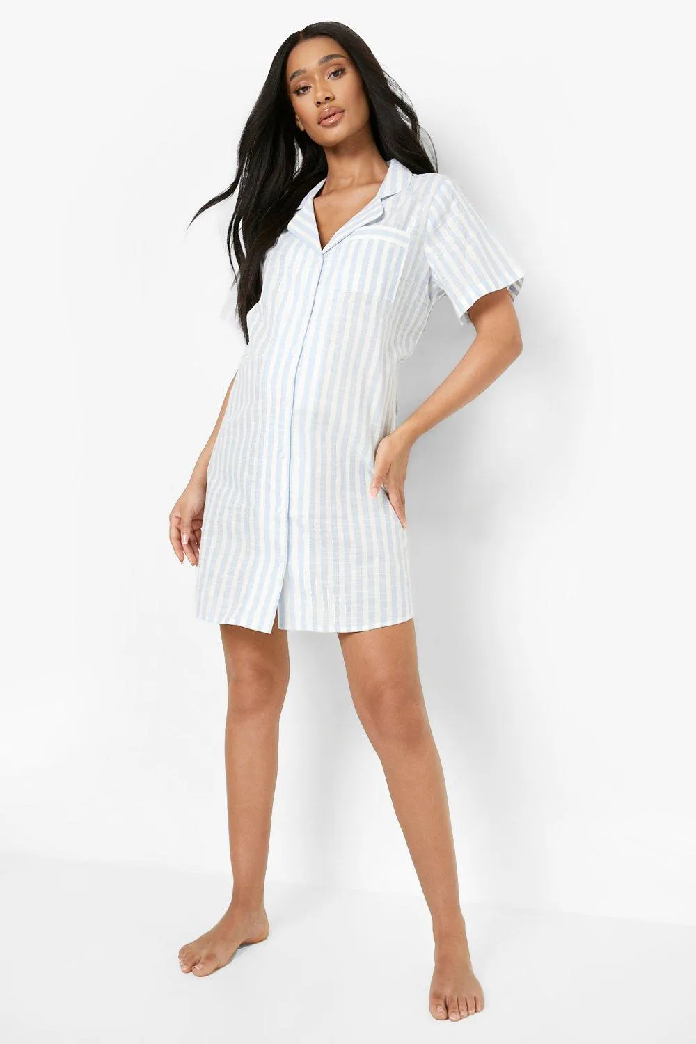 Maternity Glitter Stripe Button Down Nightie