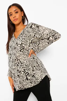 Maternity Leopard Print Oversized Shirt