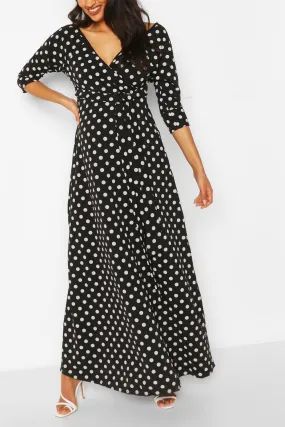 Maternity Polka Dot Wrap Maxi Dress