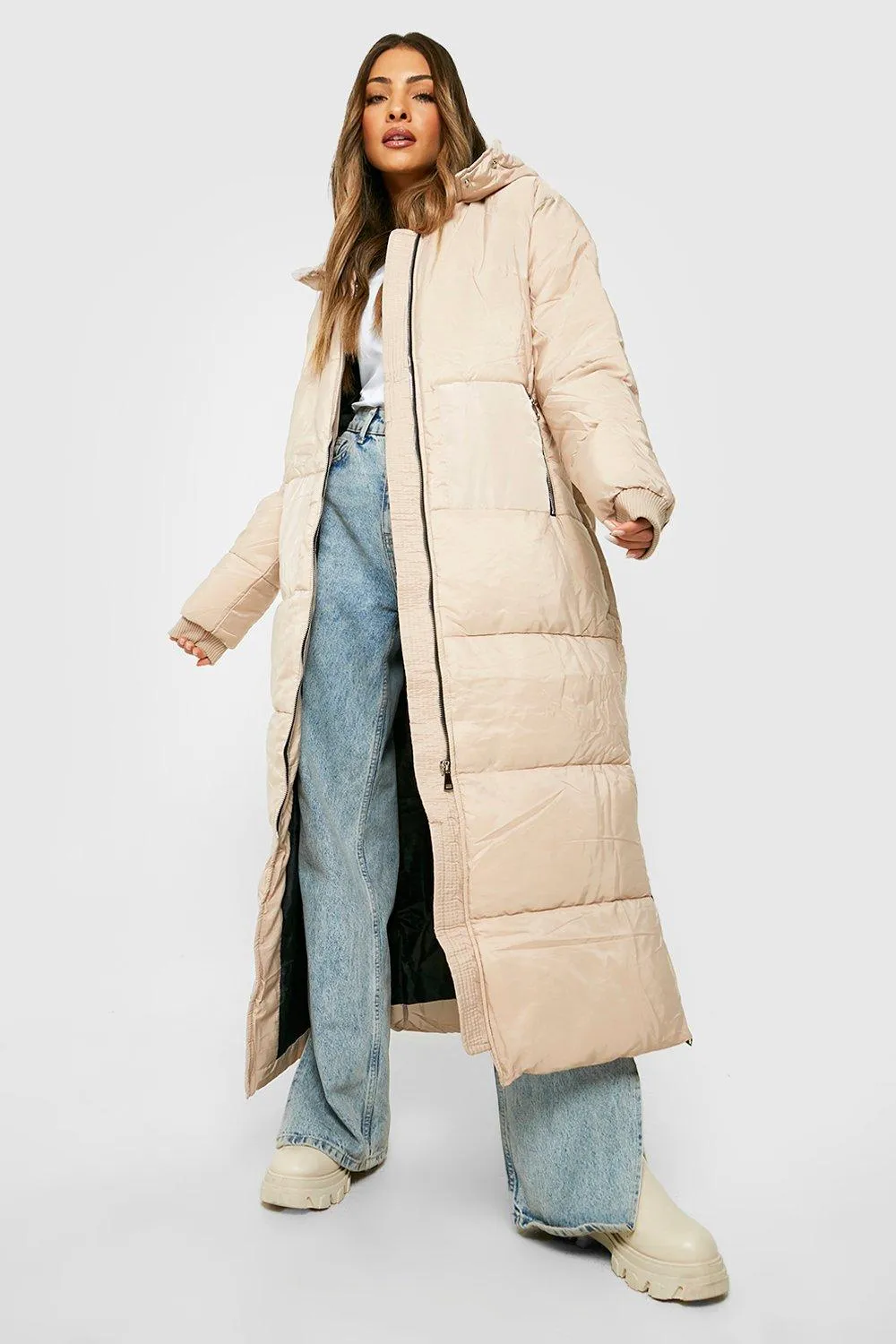 Maxi Zip Detail Puffer Jacket