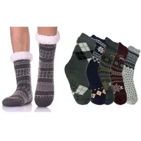 Men's Assorted Soft Fluffy Sherpa Slipper Socks (3-Pairs)