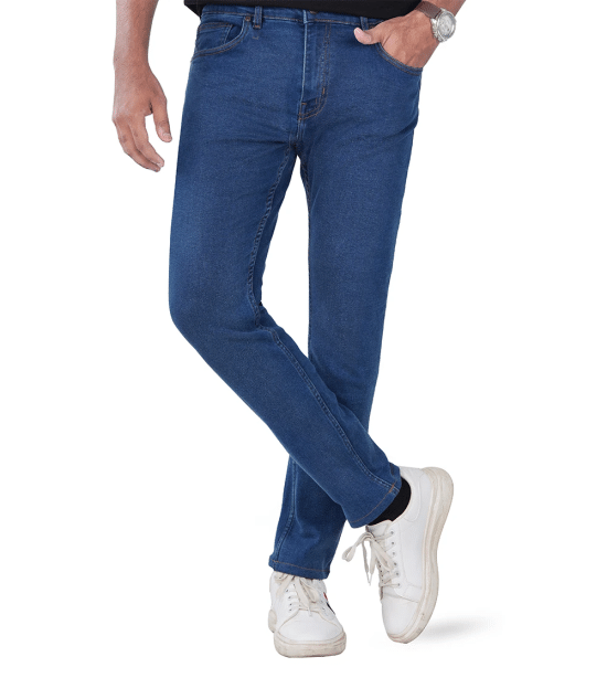 Men's Blue Slim Fit Jeans - Normal Stretch Denim Pant