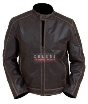 Men's Pacific Biker Brown Leather Jacket