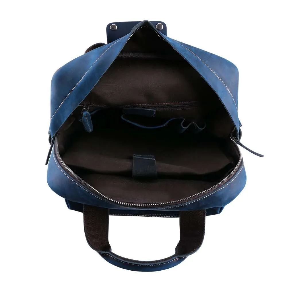  Men’s Large Leather Multi-pocket Backpack