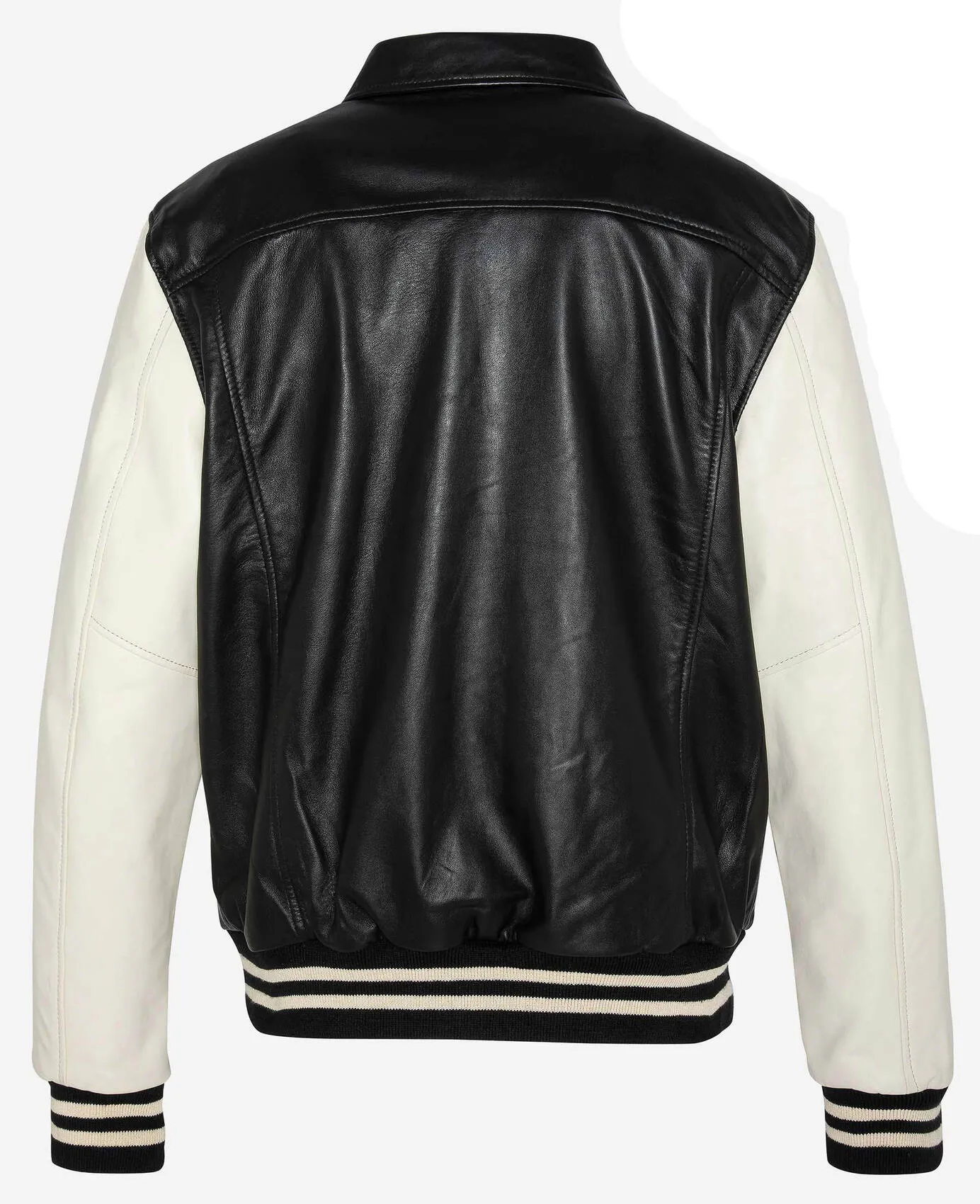 Men's black/white teddy-style leather jacket lc coachvars