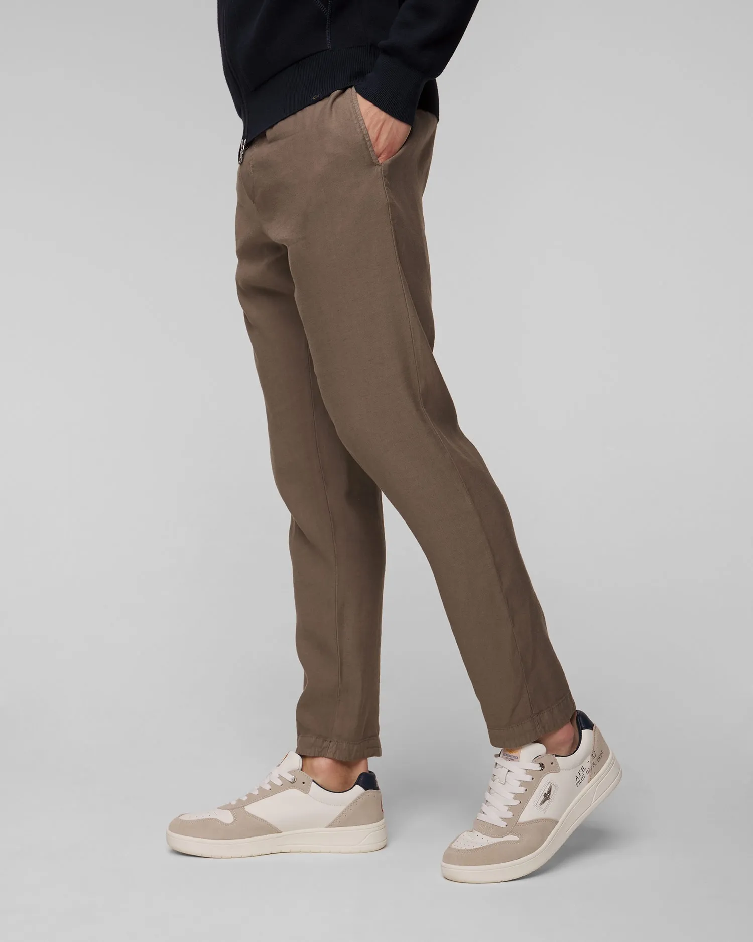 Men’s brown linen trousers Dondup UP616LS0014UPTD-25