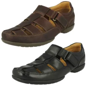 Mens Clarks Hook & Loop Sandals Recline Open