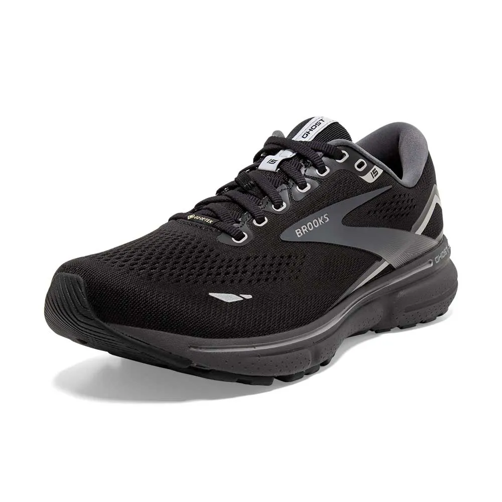 Men's Ghost 15 GTX Running Shoe- Black/Blackened Pearl/Alloy- Regular (D)