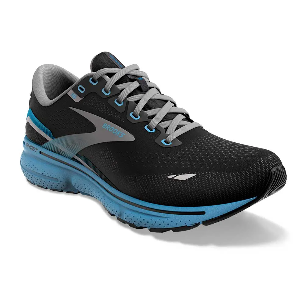 Men's Ghost 15 Running Shoe- Black/Blackened Pearl/Blue- Regular (D)