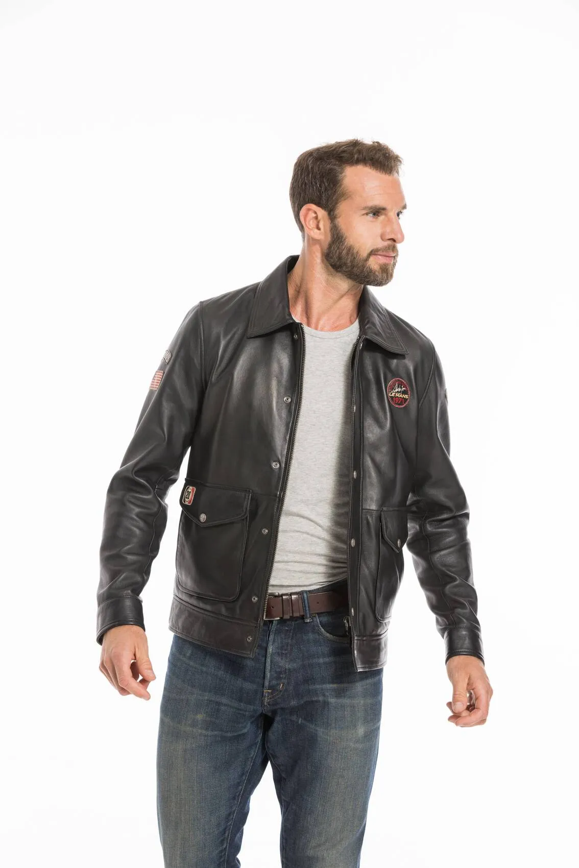 Mens steeve mc queen charlie 24 hour leather jacket