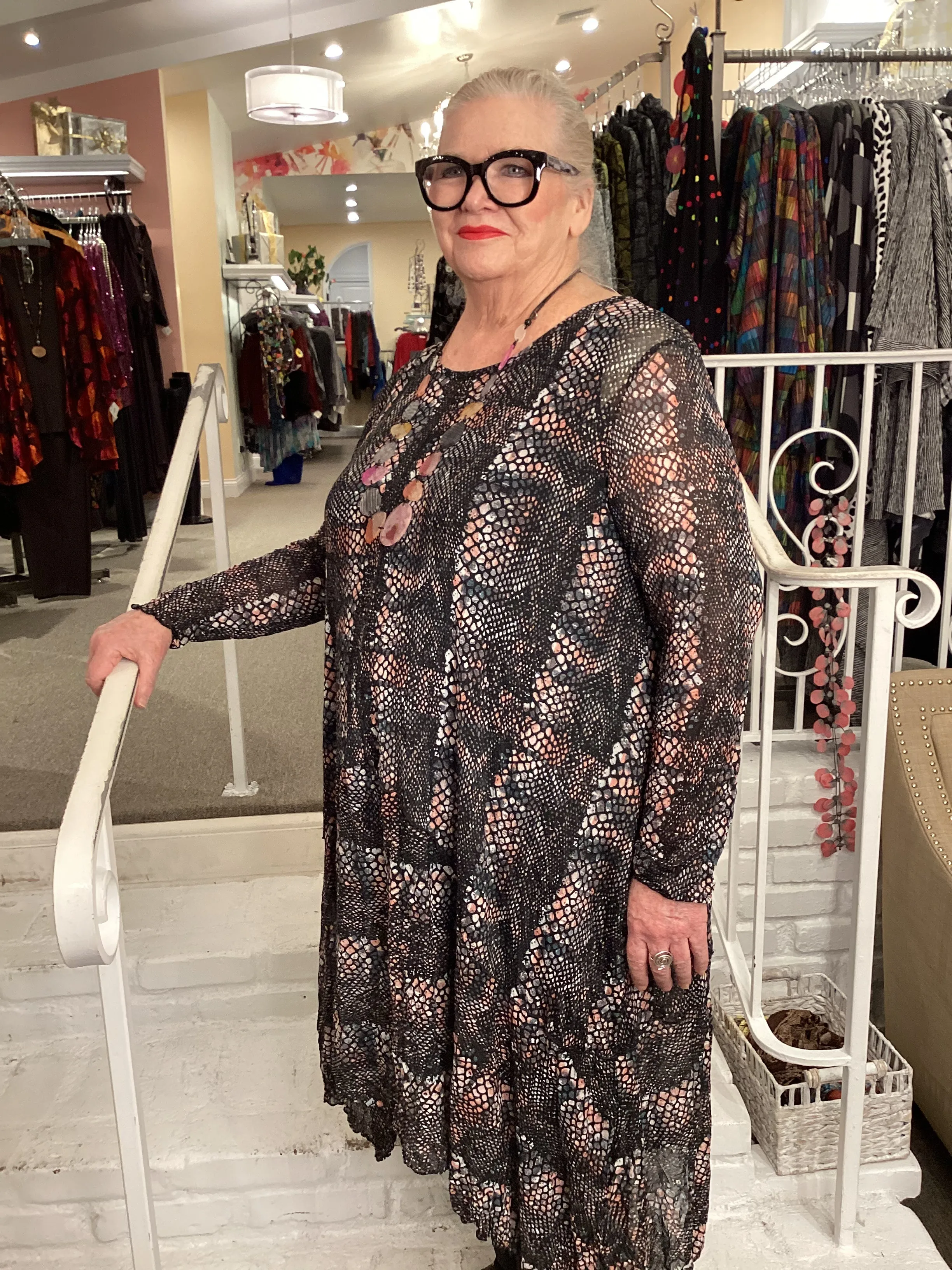 MESH DRESS/TUNIC - MULTI BLACK