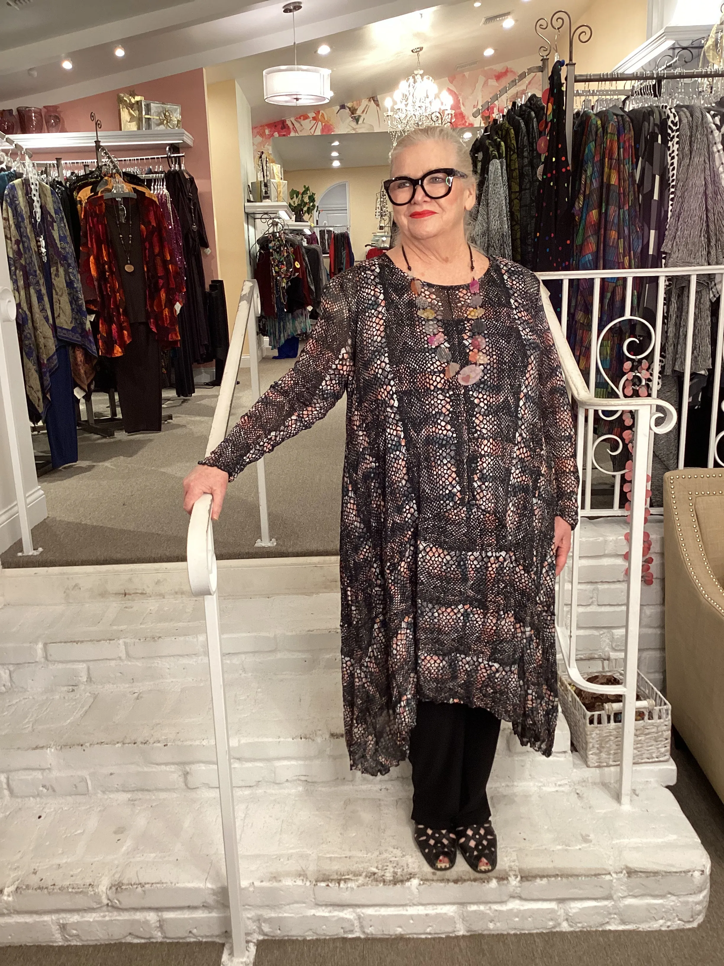 MESH DRESS/TUNIC - MULTI BLACK