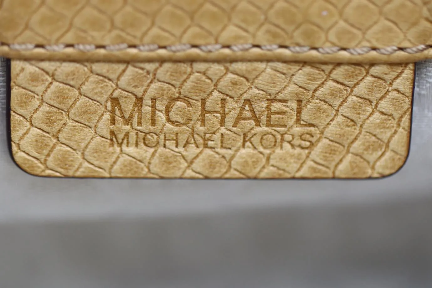 MICHAEL KORS CROC EMBOSSED LEATHER TOTE BAG