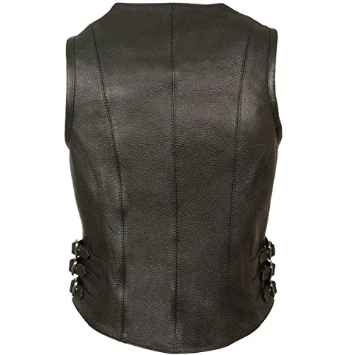 Milwaukee Leather Vest with V Shape Front Zipper and Side Belt Buckles Adjusters - Horizon Leathers